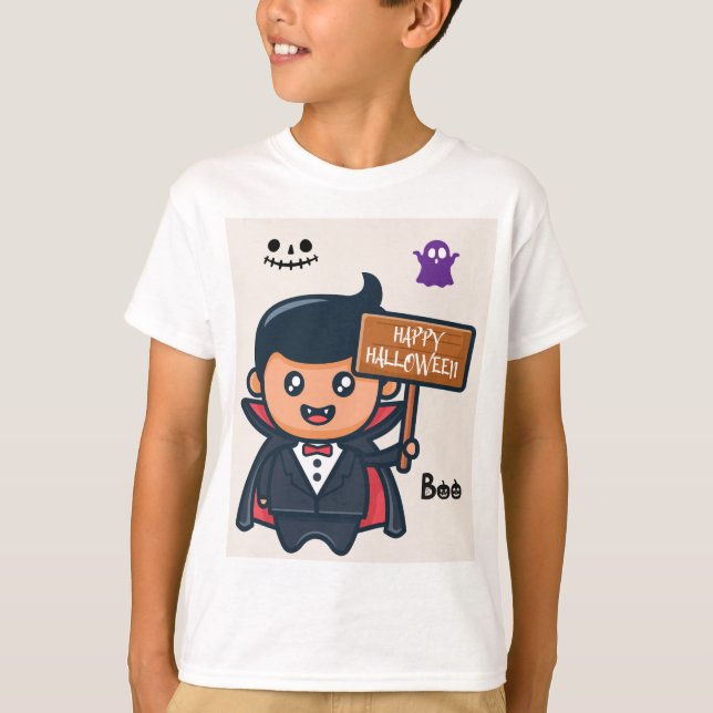 Cute Boy Vampire - Perfekt Shirt för Halloween Par T Shirt (Framsida)