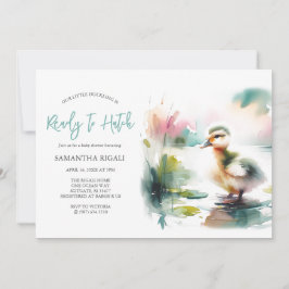 Cute Boy Watercolor Anka Baby Shower Inbjudningar
