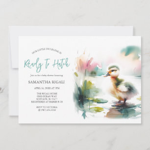 Cute Boy Watercolor Anka Baby Shower Inbjudningar