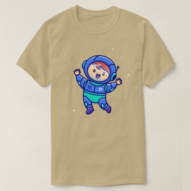 Cute Boy Wearing Astronautdress Tecknad T Shirt (Design framsida)