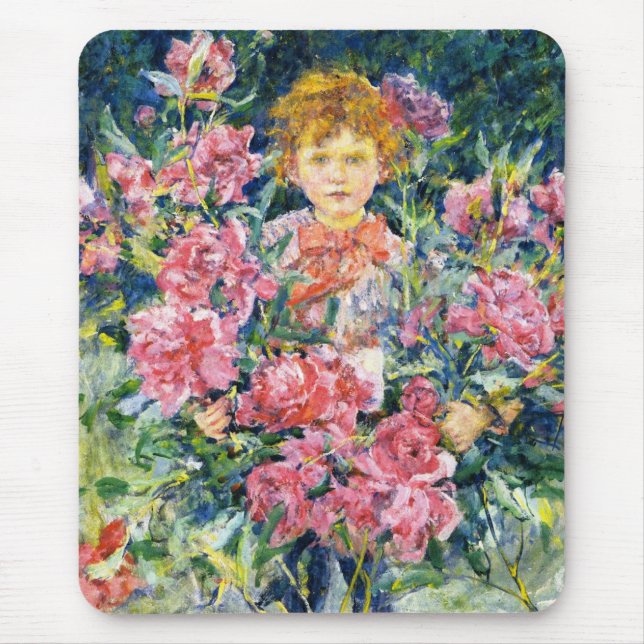 Cute Boy with Red Peony Flowers (av Robert Reid) Musmatta (Framsidan)