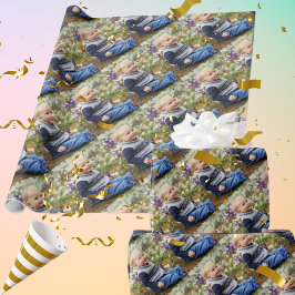 Cute Boy Your Photo Mönster Glossy Presentpapper