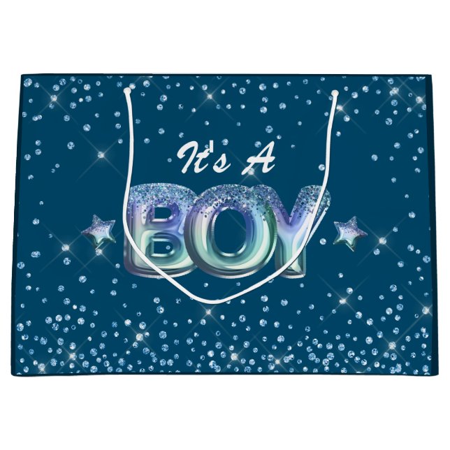 Cute boybabydusch blå glitter-stjärngradient (Framsidan)
