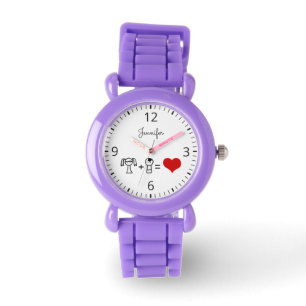 Cute boyen och tjejen kärlek doodle namn red armbandsur