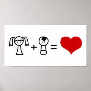 Cute boyen och tjejen kärlek doodle poster