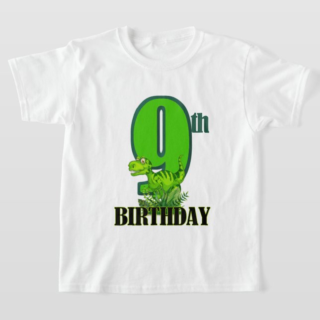 Cute boys, ålder nio dinosaur T-Shirt (Laydown)