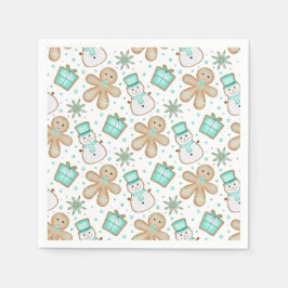 Cute Boys Blue Christmas Gingerbread Man Pappersservett