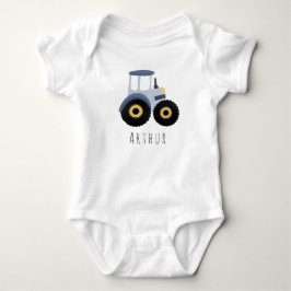 Cute Boys Blue Farm Tractor med Namn T Shirt