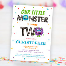 Cute Boys Blue Monster 2:a födelsedagen Party