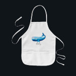 Cute Boy's Blue Sea Watercolor Whale Beach & Namn Barnförkläde<br><div class="desc">Den här vackra blå vattendesignen har en söt vattenfärgsfärgad val,  med utrymme för dig att anpassa objektet med pojkens namn. Den här havsdesignen är söt för vilken liten man som helst,  och det är perfektens gåva till lilla stranden älskare!</div>