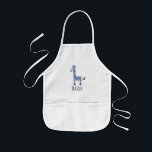 Cute Boy's Blue Watercolor Giraffe Safari och Namn Barnförkläde<br><div class="desc">Den här coolan och de söta barnens apron har en blå vattenfärgsgiraff och har ställe för dig att lägga till din lilla namn i vacker typografi. Kolla resten av vår samling efter andra söta pojkens blå safari-djur!</div>