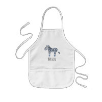 Cute Boy's Blue Watercolor Zebra Safari med Namn