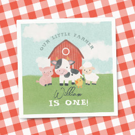 Cute Boys Farm Animal Cowboy Birthday Pappersservett