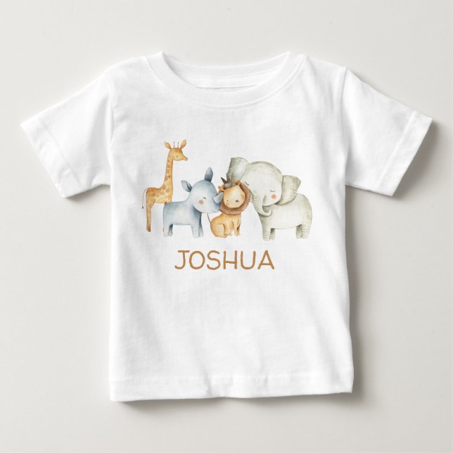Cute Boys Personlig Safari Animals T-Shirt (Framsida)