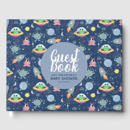 Cute Boys Space Mönster Baby Shower Guest Bok