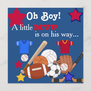 Cute Boys Sports Baby Shower-inbjudan HOCKEY Inbjudningar