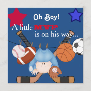 Cute Boys Sports Baby Shower-inbjudan Inbjudningar