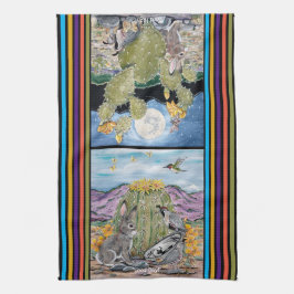 Cute Bra Day Night Southwest Animal Desert Cactus Kökshandduk