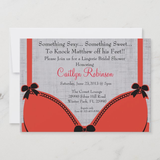 Cute Bra Lingerie Inbjudningskort för möhippan (Framsida)