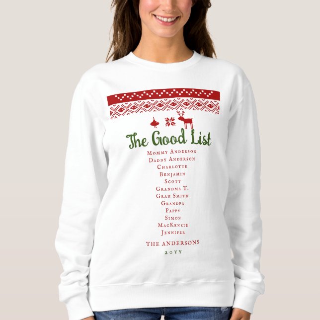 Cute Bra List jul Sweater Red Nordic Family T Shirt (Framsida)