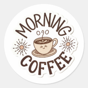 Cute Bra Morgonkaffe Runt Klistermärke