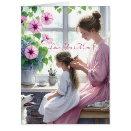 Cute Braiding Kärlek med Mamma Lycklig Mors dag