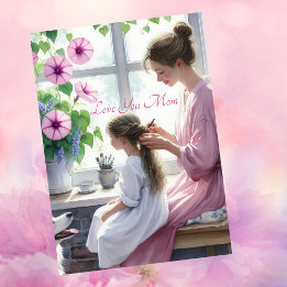 Cute Braiding Kärlek med Mamma Mors dag Julkort