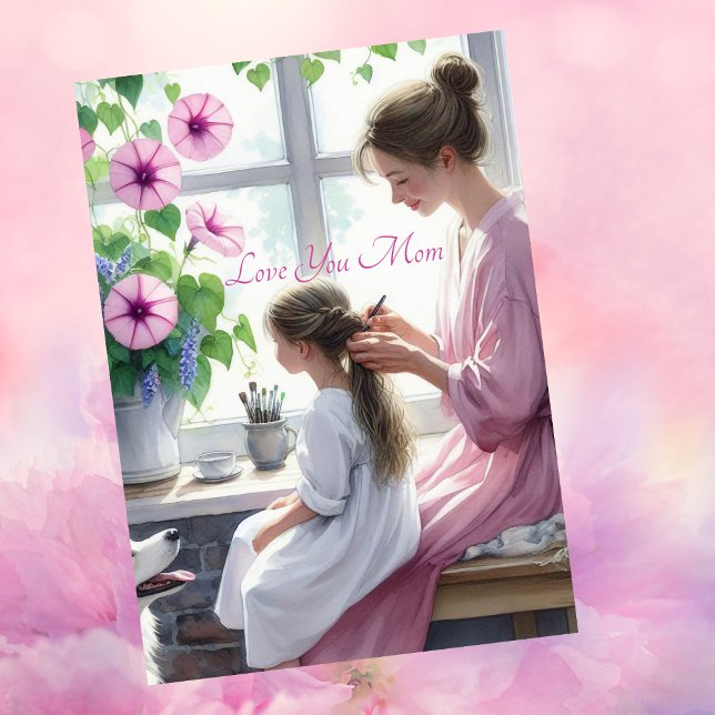 Cute Braiding Kärlek med Mamma Mors dag Julkort (Skapare uppladdad)