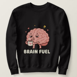 Cute Brain Fuel Coffee Cartoon Lång Ärmad Tröja