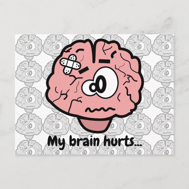 Cute Brain Injury Psychology Neurology Tecknad Vykort (Framsida)