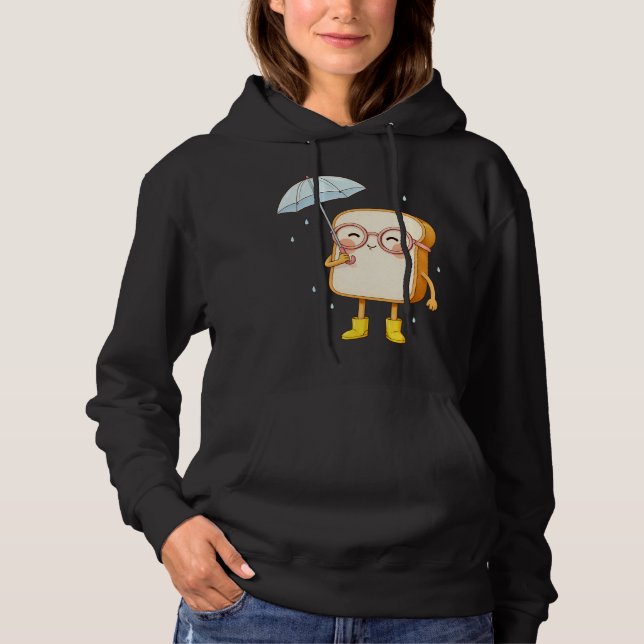 Cute Bread Character with Umbrella – Cozy T-Shirt (Framsida)