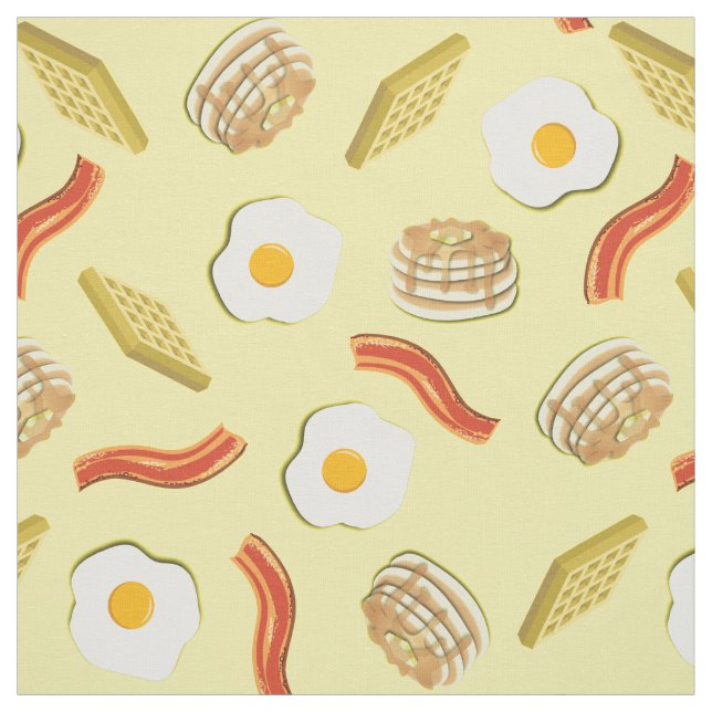 Cute Breakfast Kids Bacon Eggs Pancakes Waffare Tyg (Provkarta)