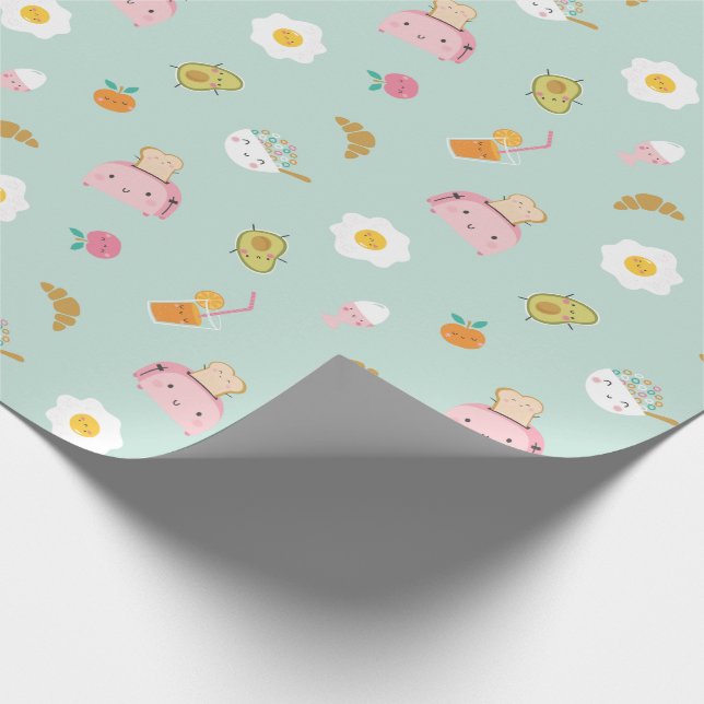 Cute Breakfast på mynta Presentpapper (Hörn)