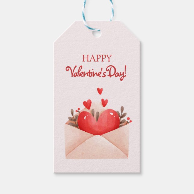 Cute Brev Heart Glad Alla hjärtans dag Presentetikett (Framsidan)