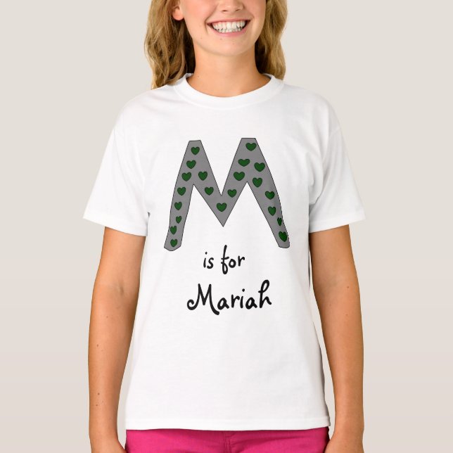 Cute Brev M Design Personlig Girls Namn Tee (Framsida)