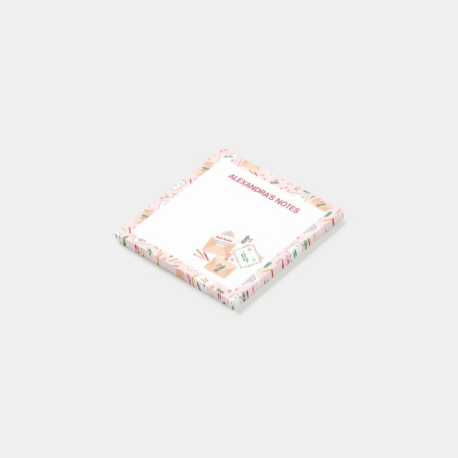 Cute Brev till jultomten Mönster Post-it Block (Vinklad)