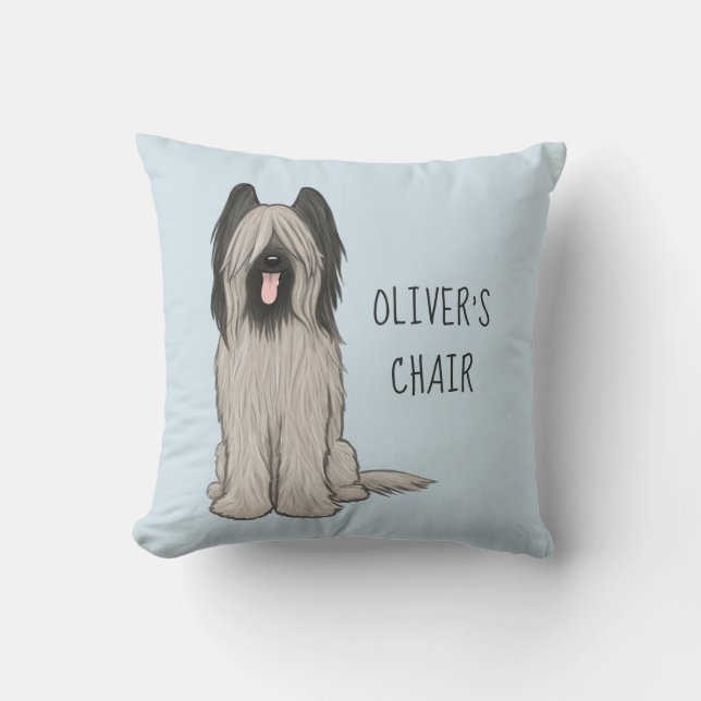 Cute Briard med Anpassningsbar Text Kudde (Framsida)