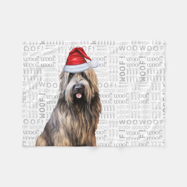 Cute Briard Shepherd Hund jul Helgdag Fleecefilt (Framsidan (Horisontell))