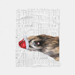 Cute Briard Shepherd Hund jul Helgdag Fleecefilt