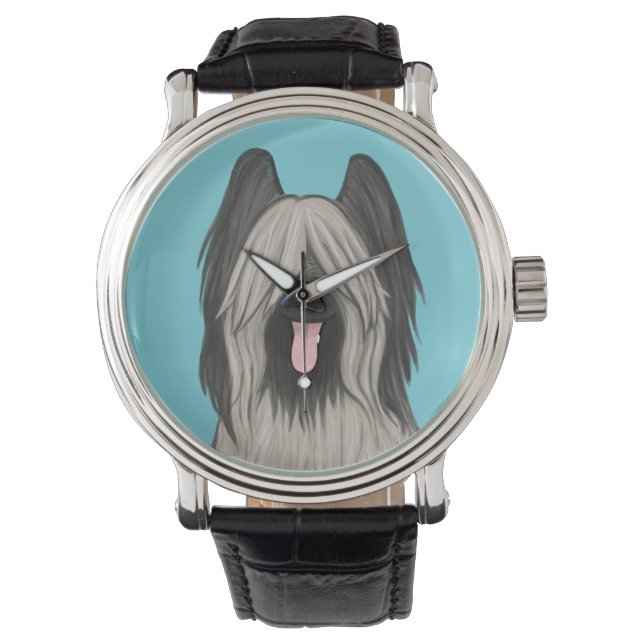 Cute Briard Tecknad hund Armbandsur (Framsida)