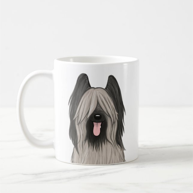 Cute Briard Tecknad hund Djurälskare Kaffemugg (Vänster)