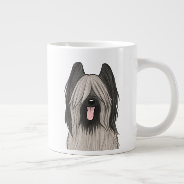 Cute Briard Tecknad hund Jumbo Mugg (Höger)