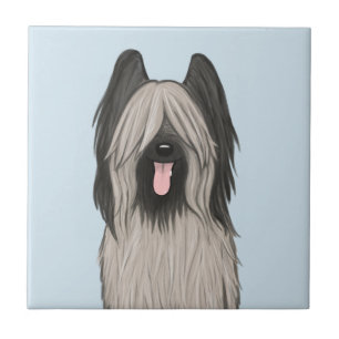 Cute Briard Tecknad hund Kakelplatta