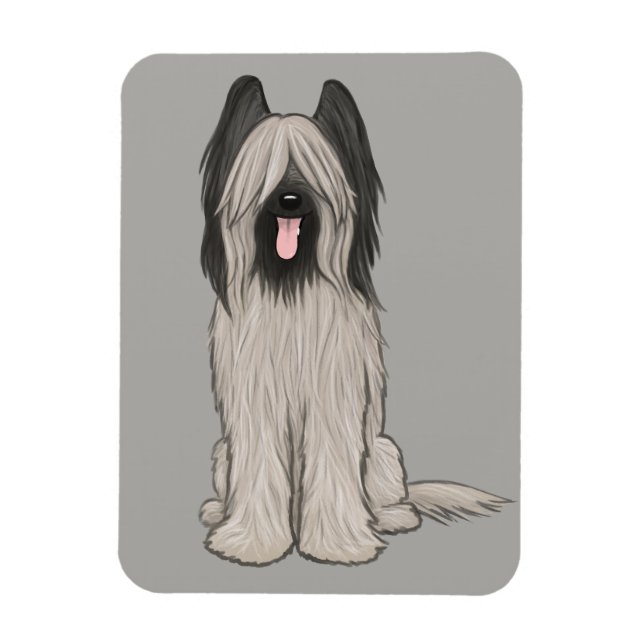 Cute Briard Tecknad hund Magnet (Vertikal)