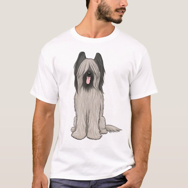 Cute Briard Tecknad hund T Shirt (Framsida)