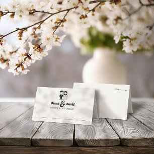 Cute Bride and Groom Bröllop Place Card Placeringskort