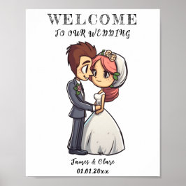 Cute Bride and Groom Bröllop Poster