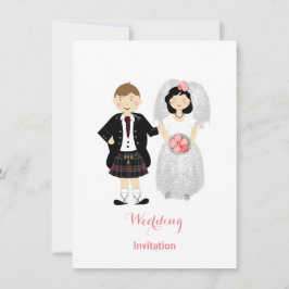 Cute Bride and Groom Scottish Bröllop Theme Inbjudningar