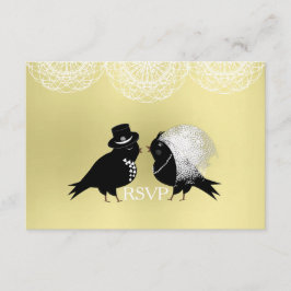 Cute Bride and Groom Whimsical Love birds RSVPCard OSA Kort