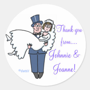 Cute Bride & Groom Tack Stickers Runt Klistermärke